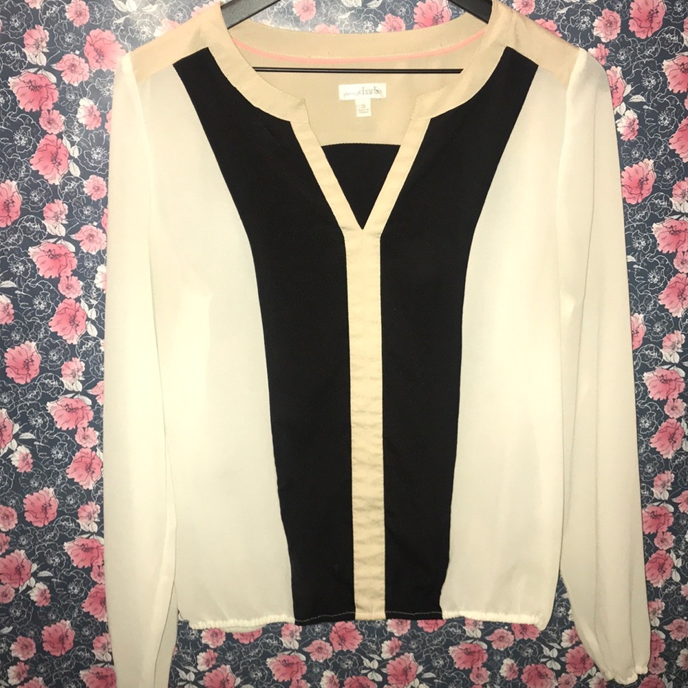 Cream blouse with black accents